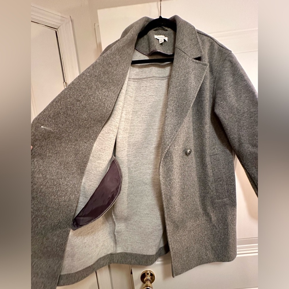 Topshop Riley Long Coat in Grey Marl - Picture 10 of 11